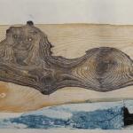 Paesaggio con nuvola n 2, 2021Woodcut, drypoint, chalcographic plate processed with photopolymer - Paper mm 450x1500