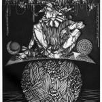 Il buffone e l'ironica coscienza, 2003Etching, aquatint, engraving on copper - mm 500x350
