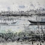 Laguna a Punta Barene, 2017Sugar lift etching, watercolor – mm 235x560