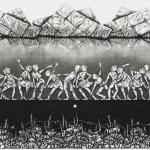 Funamboli danzanti, 2018Etching, aquatint, engraver, drypoint  - plate mm 350x500 - paper mm 500 x 700