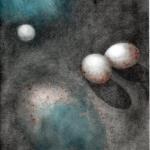 Metafisica delle uova, 2015Puntasecca su plexiglas - mm 300x210Foglio: Fabriano rosaspina - mm 500x350