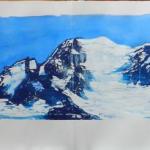 Monte Bianco, 2017Watercoloured woodcut - mm 300 x 2000