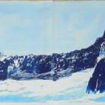 Glacier du GéantXilografia acquerellata - mm310x1700