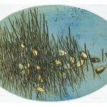 Giardino, 2010Etching, aquatint on oval copper plate -  mm 334x500 – Edition: 50Printed in three colours, with Hayter method, on paper Graphia.