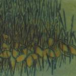 Giardino, 2006Etching, aquatint on 2 copper plates - mm 126x205 – Edition: 50+XXPrinted in two colours on paper Graphia