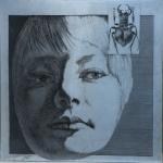 Plate on zinc of Volto e insetto, 1974 Etching - mm 246x246