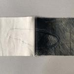 Libro d'artista P, 2023Carborundum, puntasecca, stampa digitale, ricamo su tela di cotone - mm. 725x210